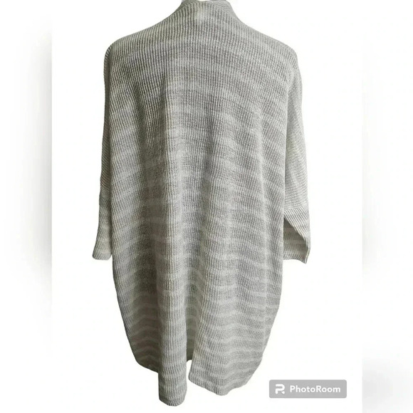 Eileen Fisher Organic Linen Striped Cardigan, Women's, Size: L-xl, Beige - Picture 3 of 6